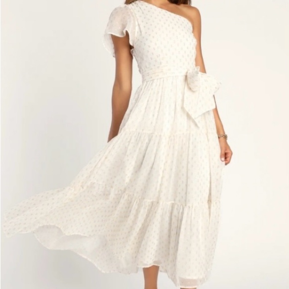 Lulu's White Asymmetrical One-Shoulder Sundress